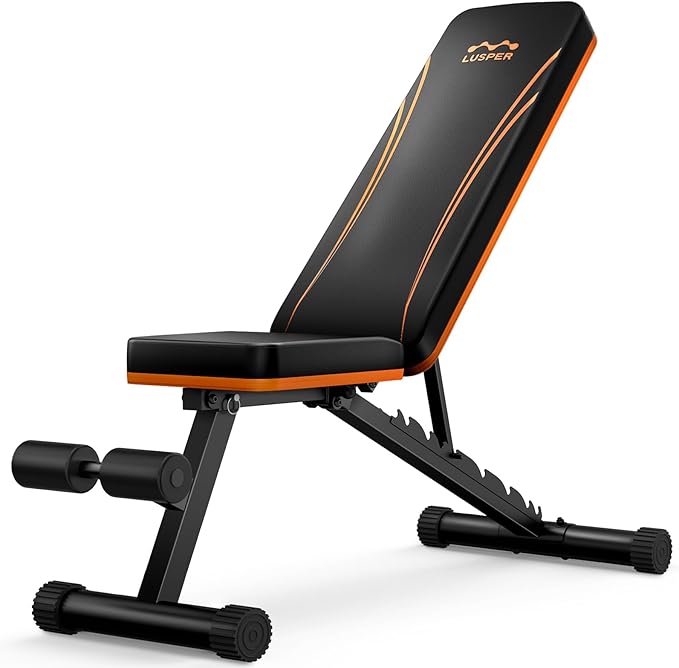 Lusper Weight Bench for Home Gym, Adjustable and Foldable 700LB Weight Bench, Multi-Purpose Workout Bench for Bench Press Sit up Incline Flat Decline