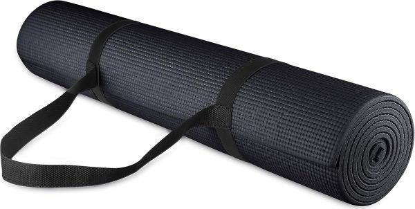 All Purpose 1/4-Inch High Density Anti-Tear Exercise Yoga Mat with Carrying Strap with Optional Yoga Blocks, Multiple Colors