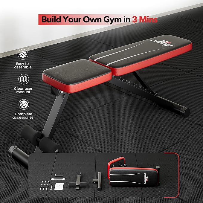 Basic Weight Bench for Home Gym, Foldable Workout Bench with 8 Backrests, 660LBS Weight Capacity Adjustable Bench - Image 4