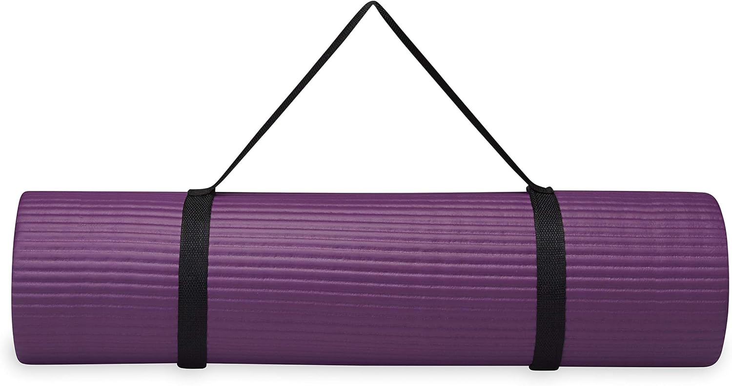 Gaiam Essentials Thick Yoga Mat Fitness & Exercise Mat with Easy-Cinch Yoga Mat Carrier Strap, 72"L x 24"W x 2/5 Inch Thick - Image 8