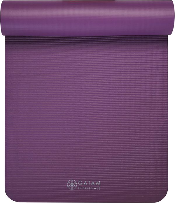 Gaiam Essentials Thick Yoga Mat Fitness & Exercise Mat with Easy-Cinch Yoga Mat Carrier Strap, 72"L x 24"W x 2/5 Inch Thick - Image 10