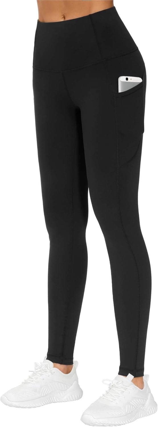Thick High Waist Yoga Pants with Pockets, Tummy Control Workout Running Yoga Leggings for Women - Image 2