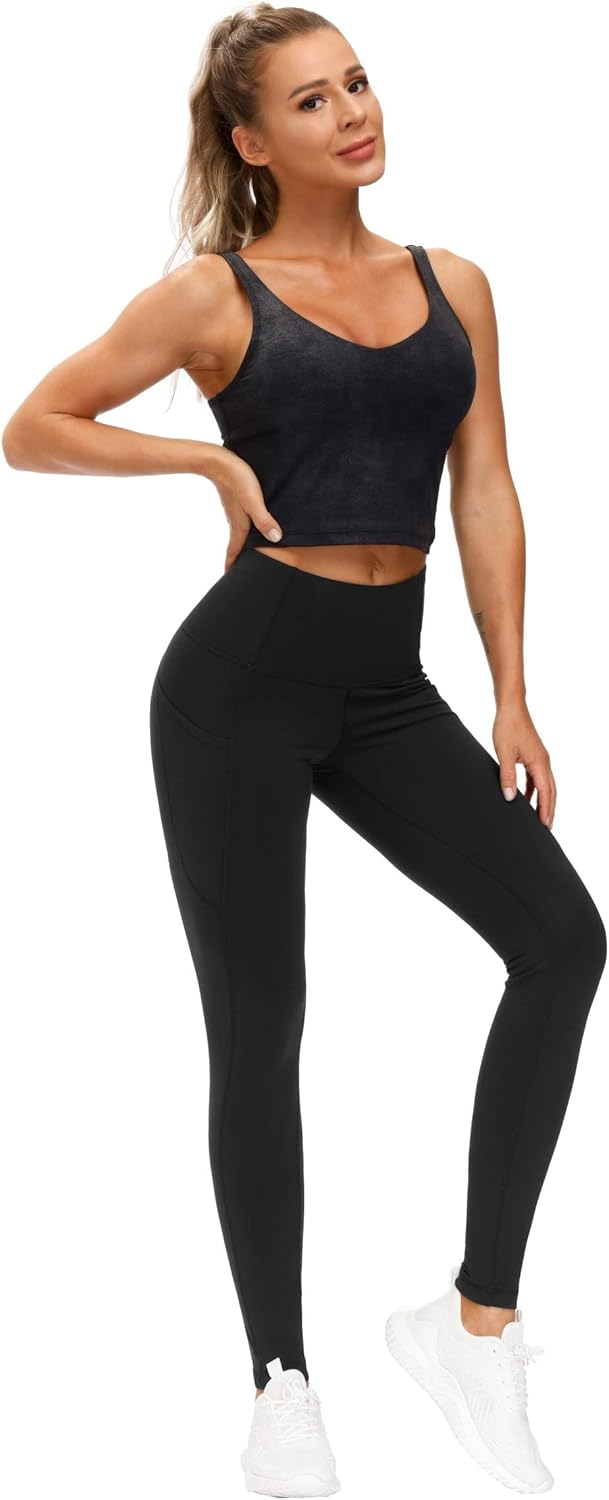 Thick High Waist Yoga Pants with Pockets, Tummy Control Workout Running Yoga Leggings for Women - Image 5